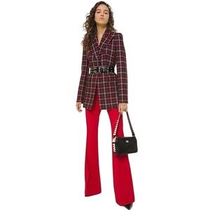 MICHAEL KORS Collection Pants Sz 10 Double Crepe Sable Flared Crimson Resort NWT